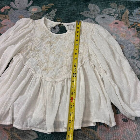 House of Harlow 1960 Blouse Small White Embroidered Floral Babydoll Peasant - Picture 6 of 15